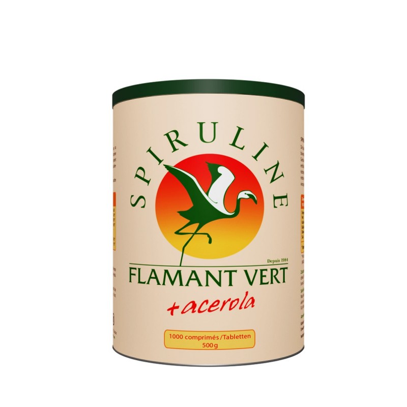 Spiruline Flamant Vert avec acérola 1000 comprimés Spiruline Flamant Vert avec acérola 1000 comprimés